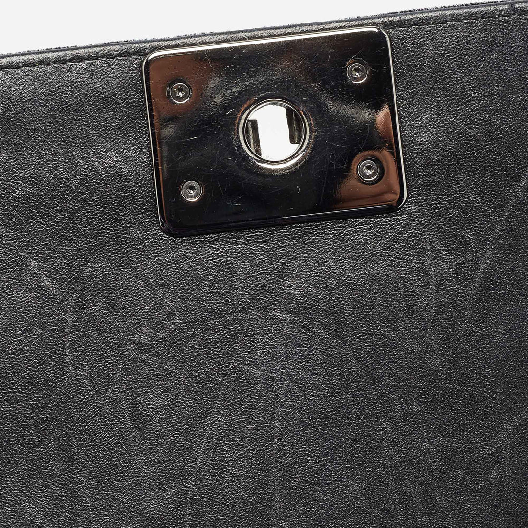 Chanel Black Quilted Velvet Medium Boy New Bag