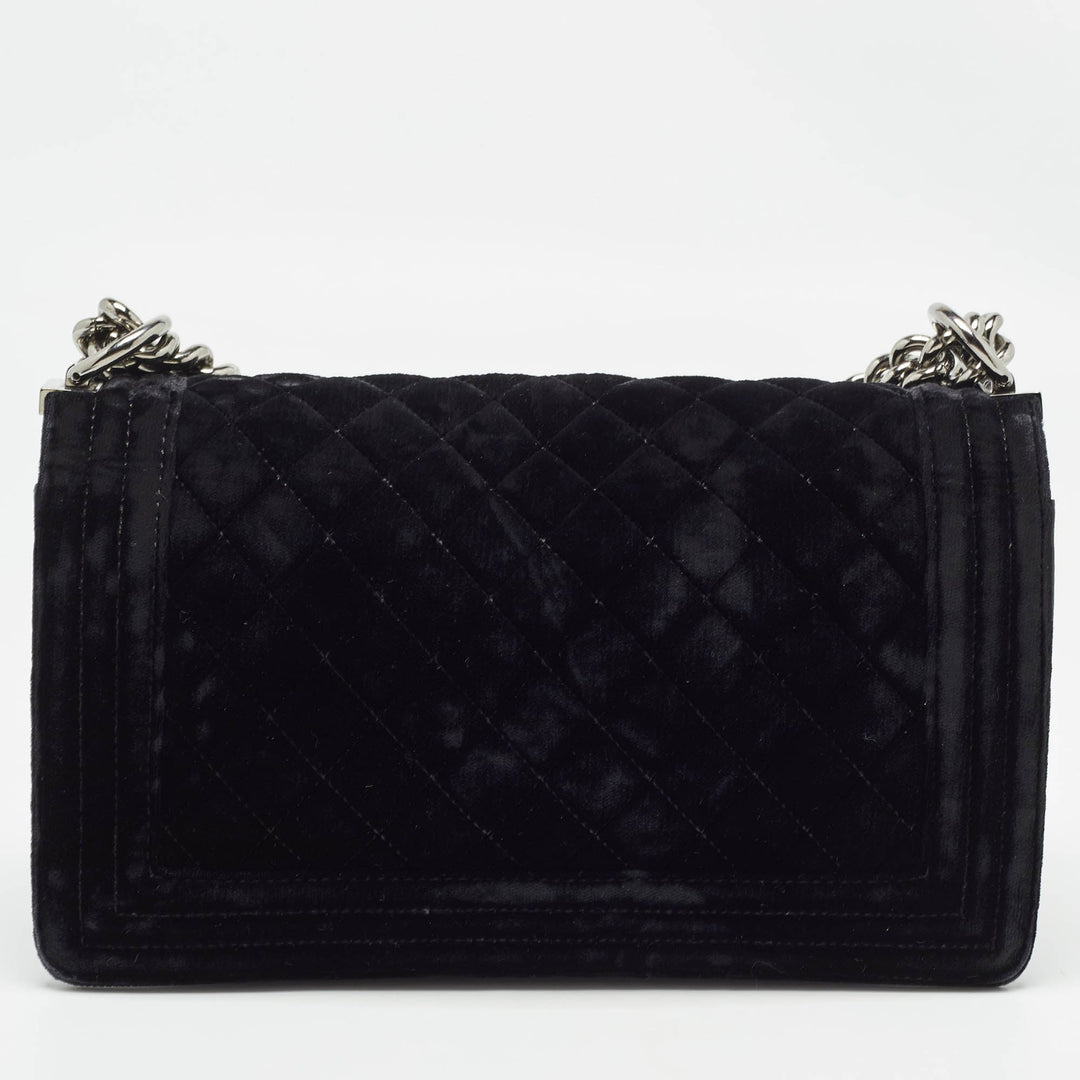 Chanel Black Quilted Velvet Medium Boy New Bag