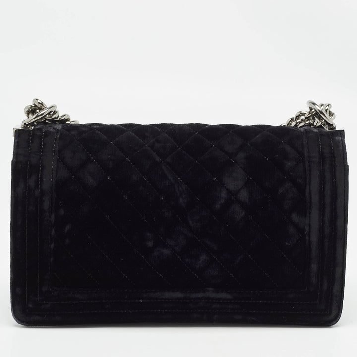 Chanel Black Quilted Velvet Medium Boy New Bag