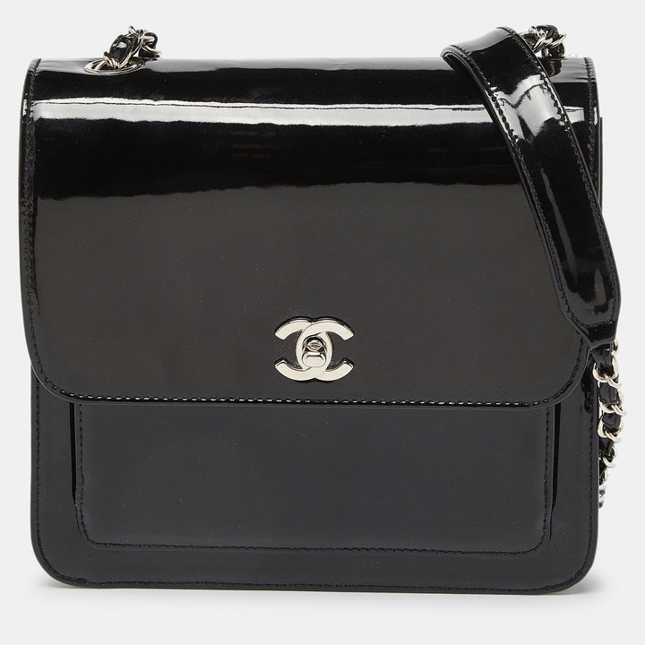 Chanel Black Patent Leather Vintage CC Square New Bag