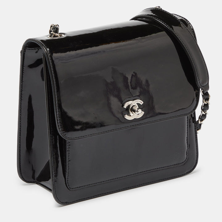 Chanel Black Patent Leather Vintage CC Square New Bag