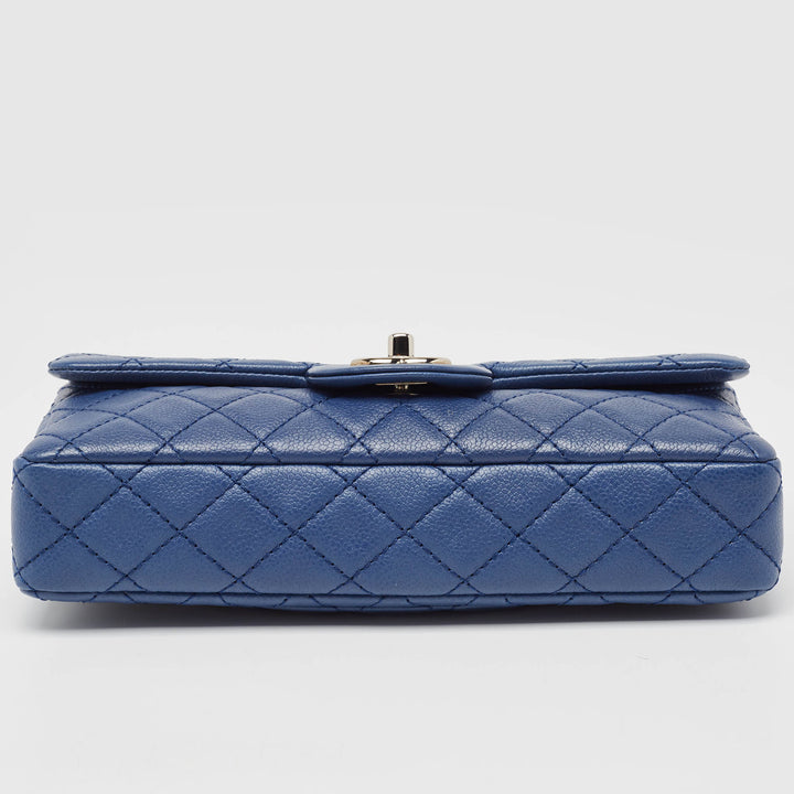 Chanel Blue Quilted Caviar Leather East/West Classic New Bag