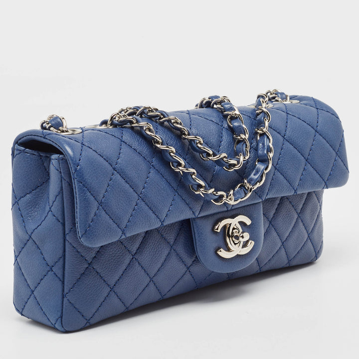 Chanel Blue Quilted Caviar Leather East/West Classic New Bag