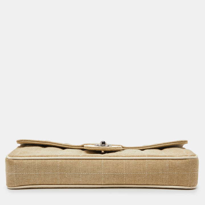 Chanel Beige Quilted Canvas Travel Line East West New Bag