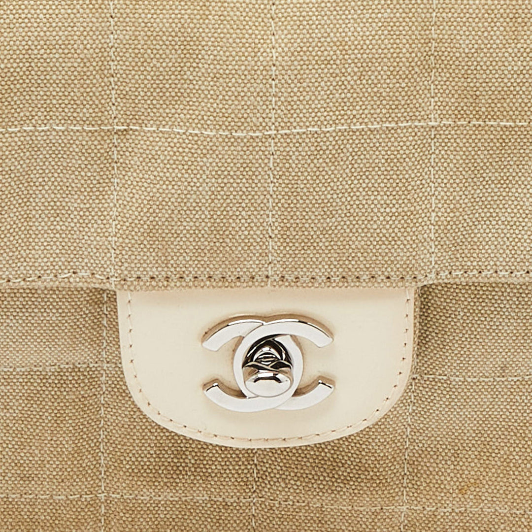 Chanel Beige Quilted Canvas Travel Line East West New Bag