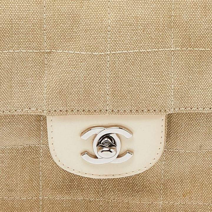 Chanel Beige Quilted Canvas Travel Line East West New Bag