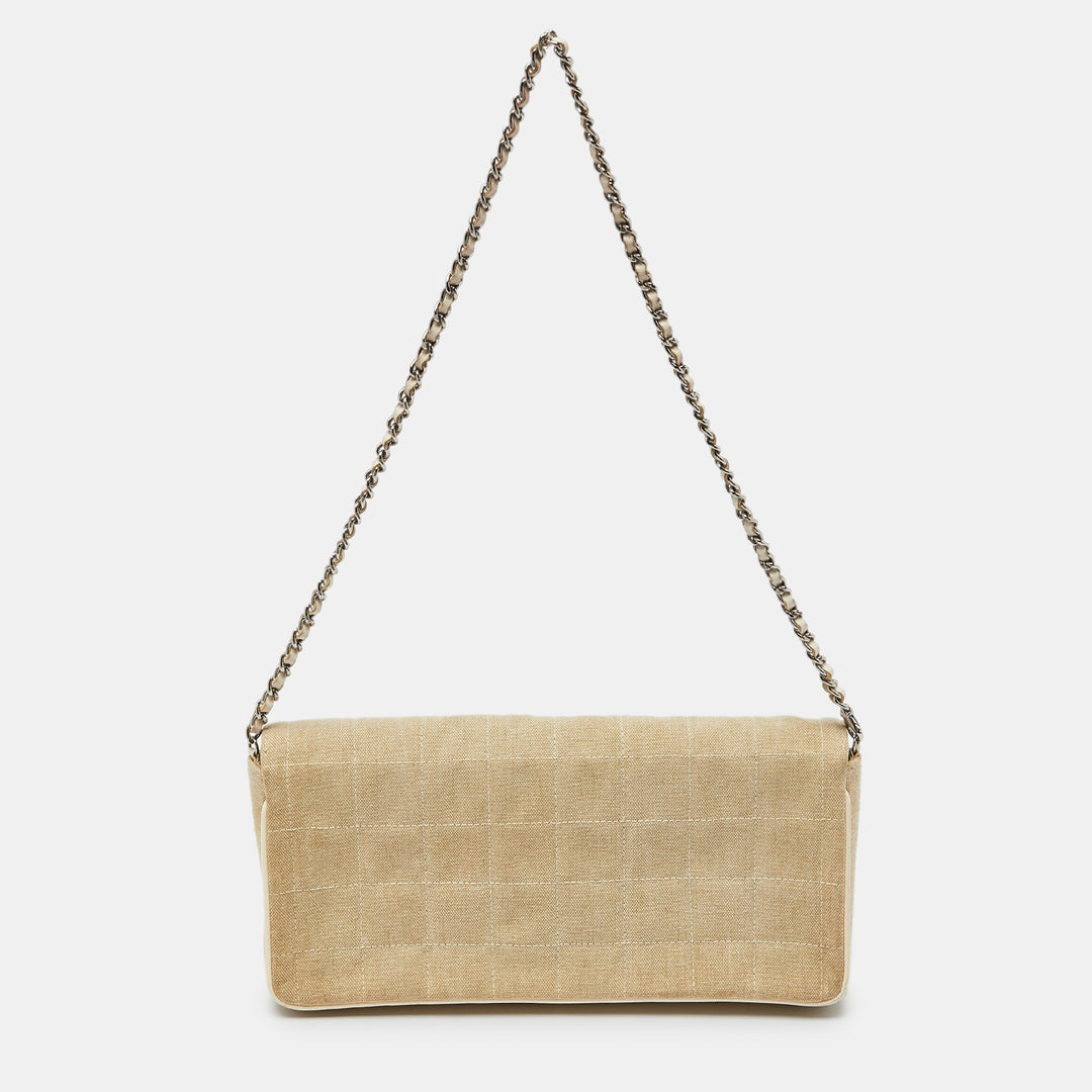 Chanel Beige Quilted Canvas Travel Line East West New Bag