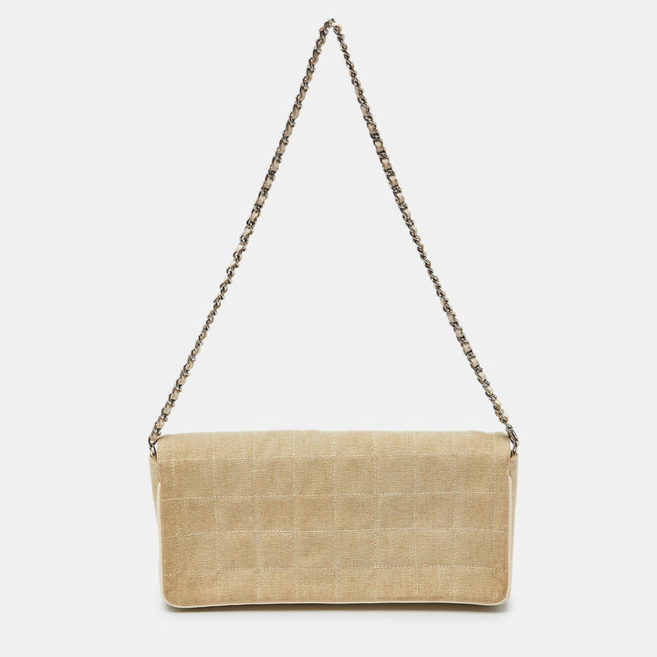Chanel Beige Quilted Canvas Travel Line East West New Bag