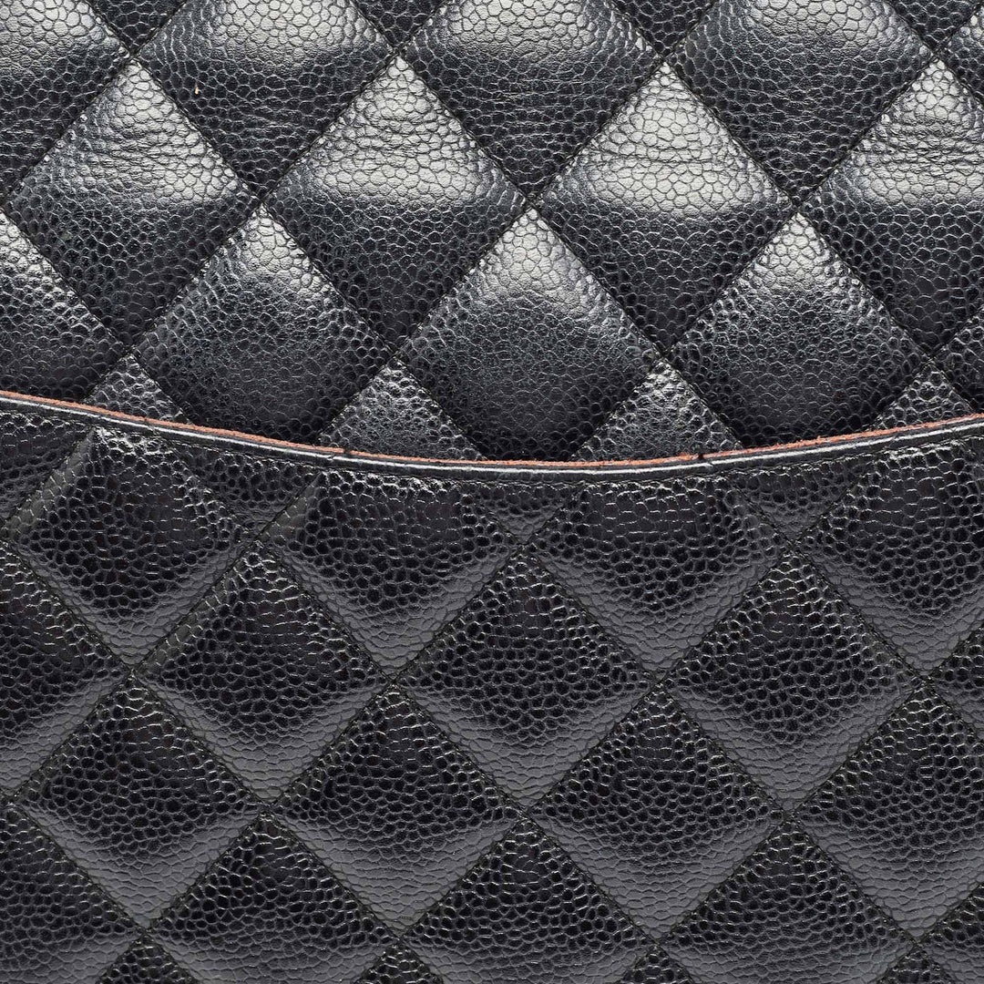 Chanel Black Quilted Caviar Leather Maxi Classic Double New Bag