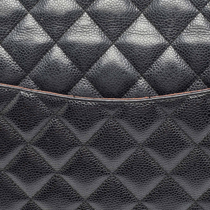Chanel Black Quilted Caviar Leather Maxi Classic Double New Bag