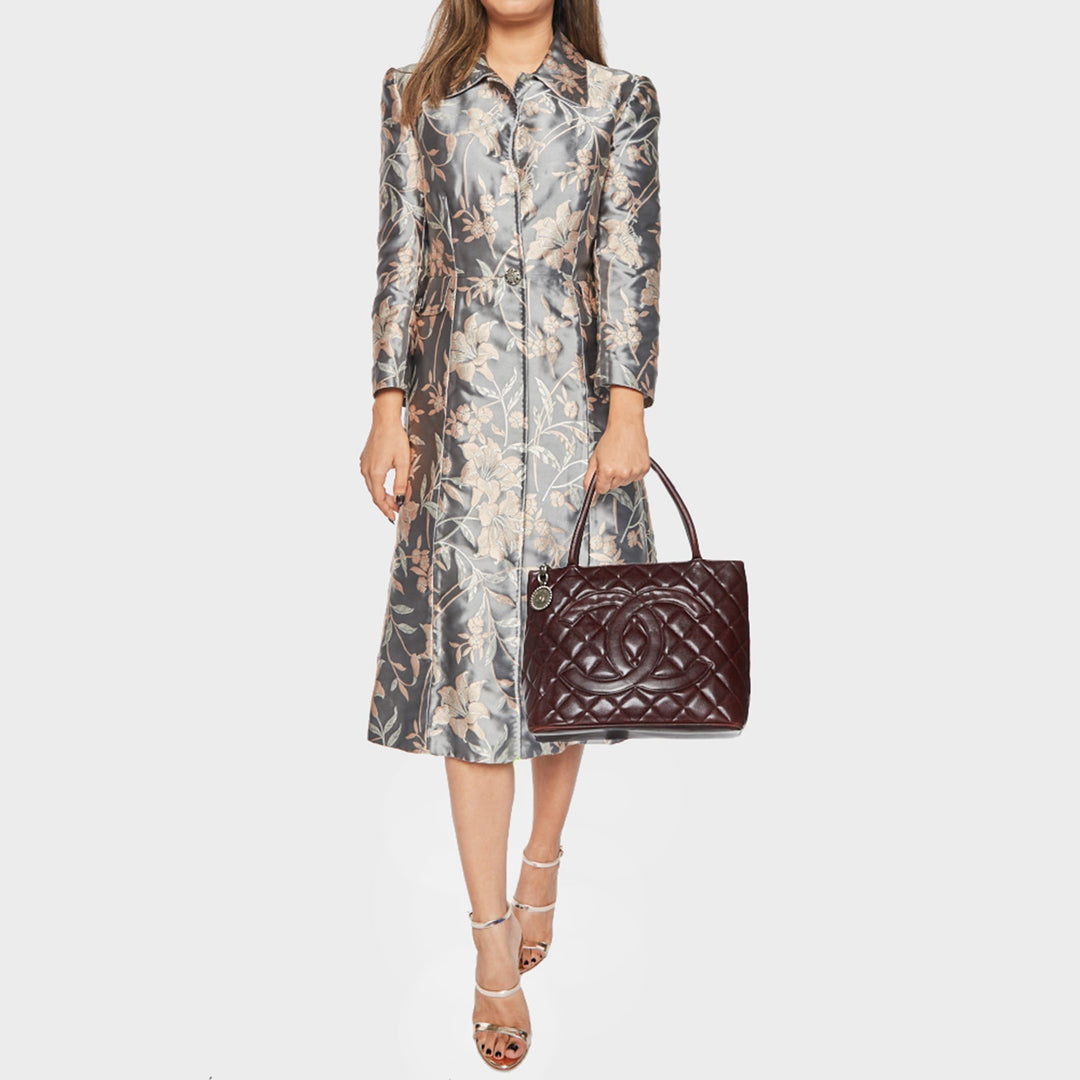 Chanel Burgundy Quilted Caviar Leather Medallion Tote