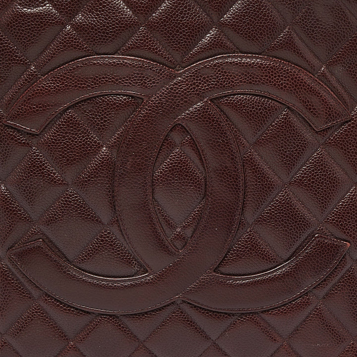 Chanel Burgundy Quilted Caviar Leather Medallion Tote