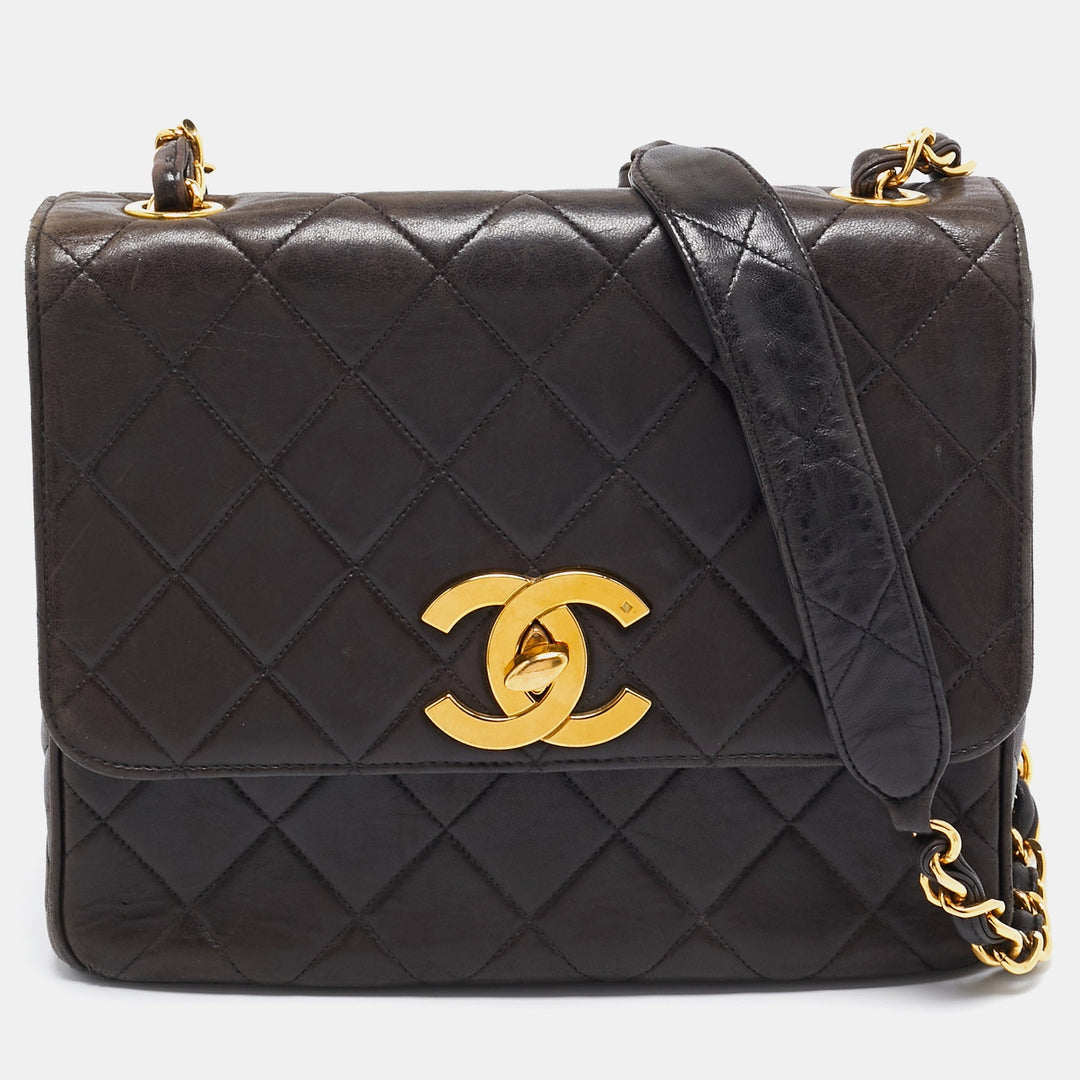 Chanel Black Quilted Leather CC Square New Chain Bag