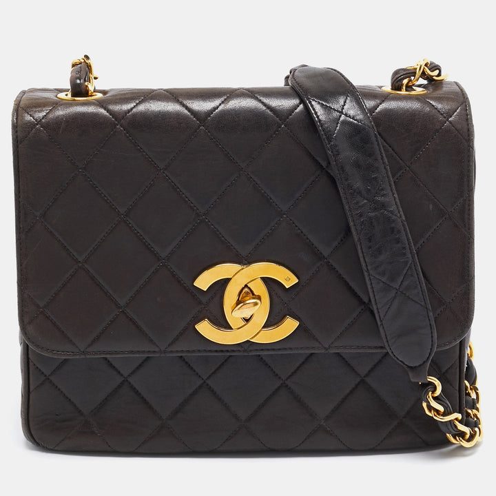 Chanel Black Quilted Leather CC Square New Chain Bag
