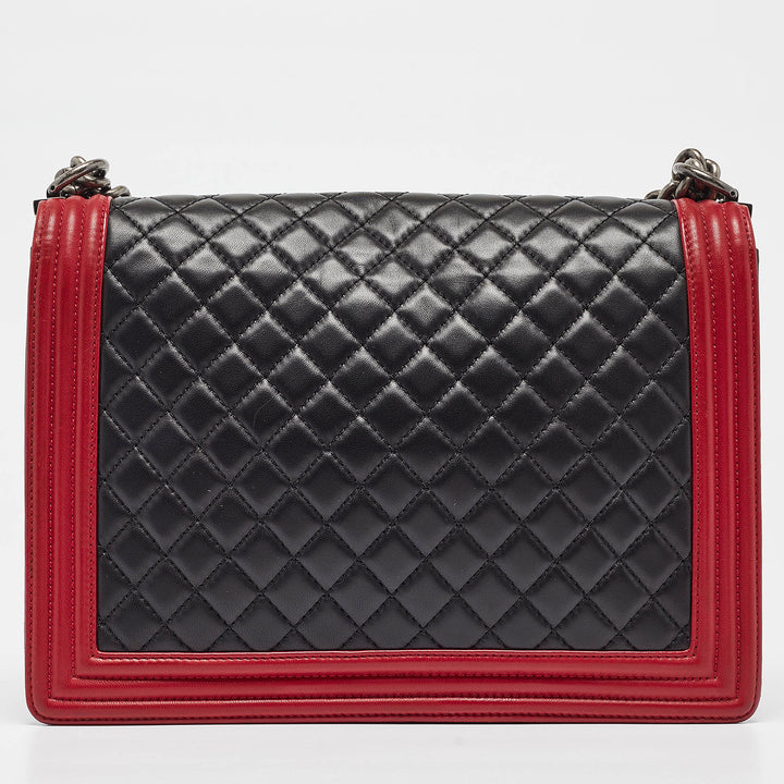 Chanel Black/Red Quilted Leather Large Boy New Bag