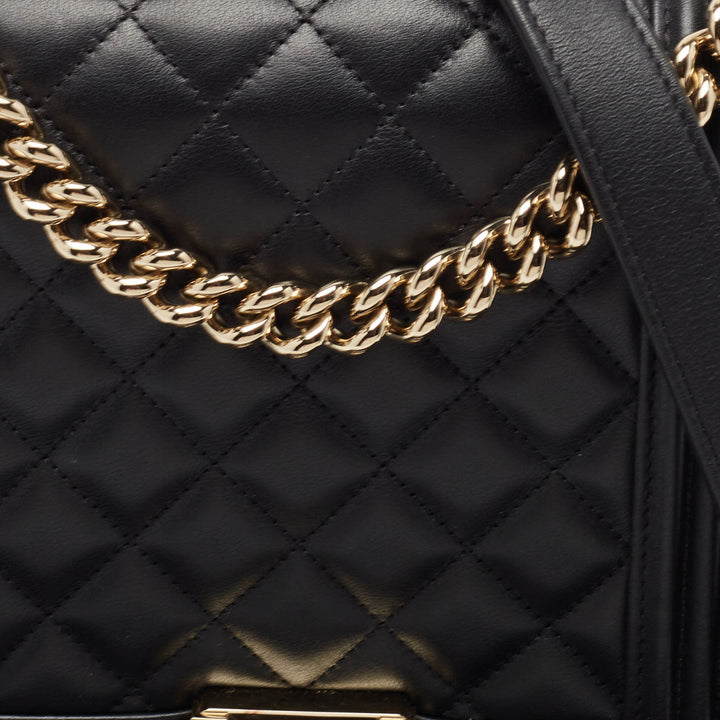 Chanel Black Quilted Leather North South Boy Bag