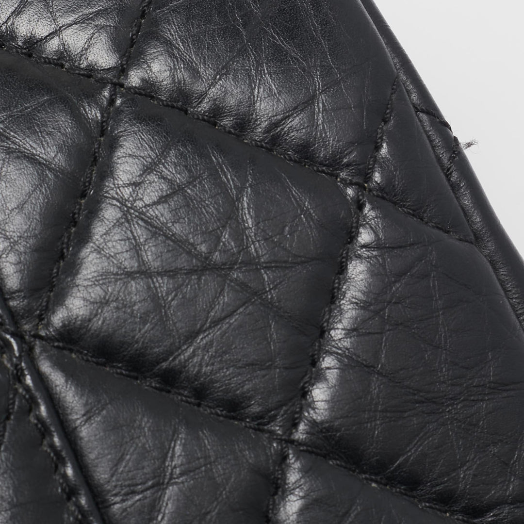 Chanel Black Quilted Aged Leather Reissue 2.55 Classic 227 New Bag