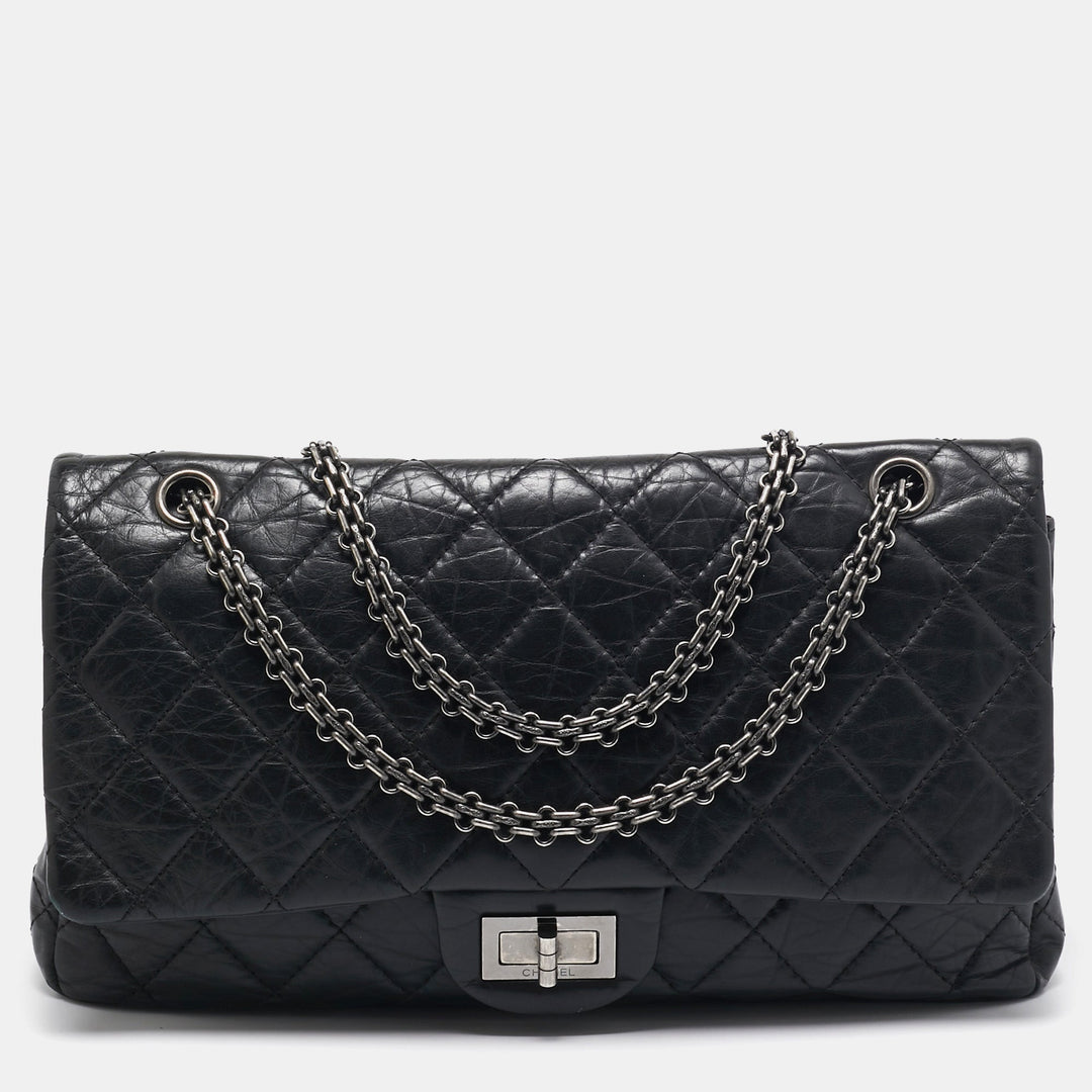 Chanel Black Quilted Aged Leather Reissue 2.55 Classic 227 New Bag