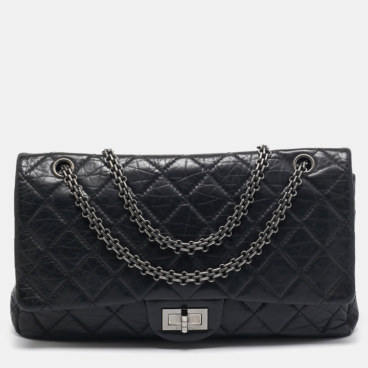 Chanel Black Quilted Aged Leather Reissue 2.55 Classic 227 New Bag