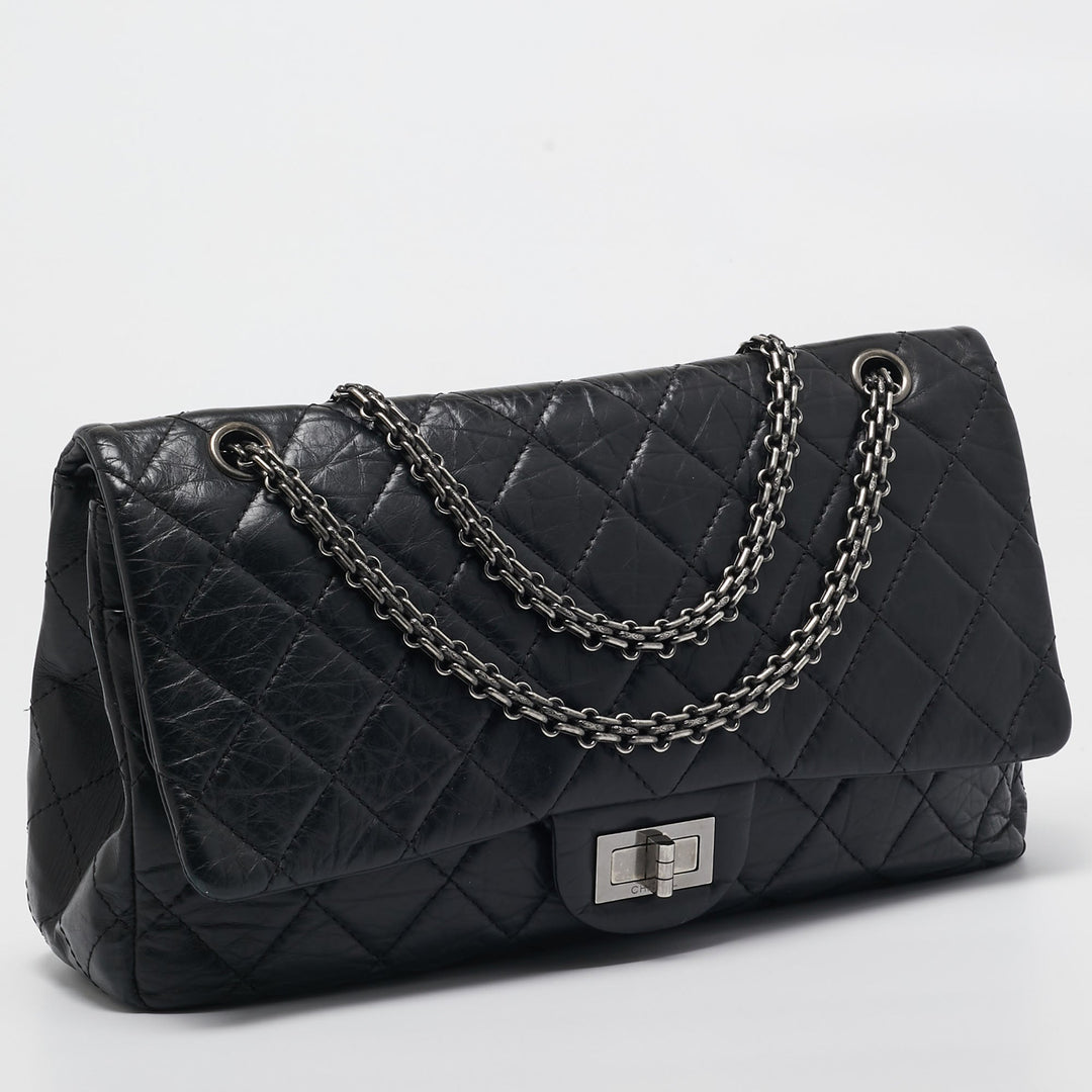 Chanel Black Quilted Aged Leather Reissue 2.55 Classic 227 New Bag