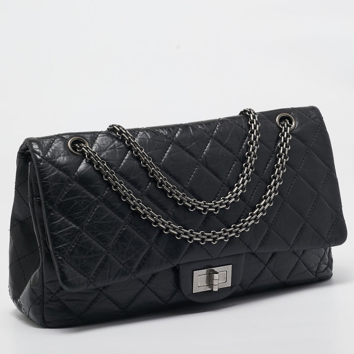 Chanel Black Quilted Aged Leather Reissue 2.55 Classic 227 New Bag