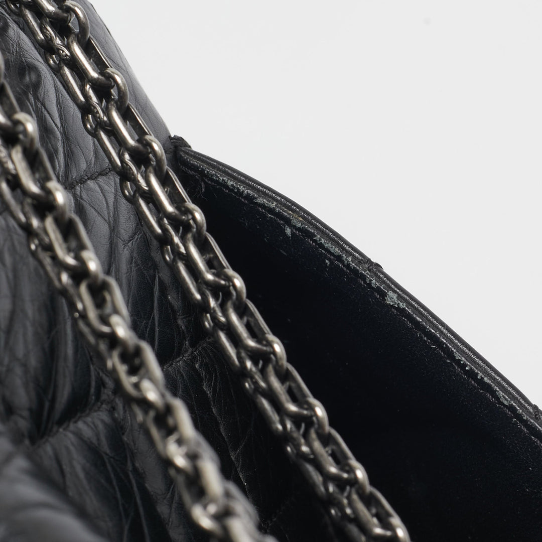 Chanel Black Quilted Aged Leather Reissue 2.55 Classic 227 New Bag