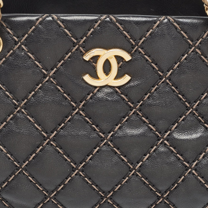 Chanel Black/Beige Quilted Leather Paris Dallas Chic Stitch Bag