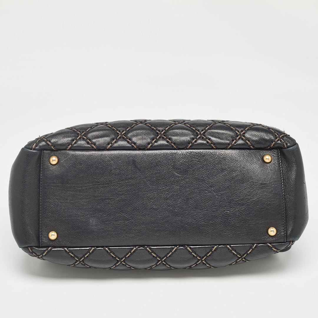 Chanel Black/Beige Quilted Leather Paris Dallas Chic Stitch Bag