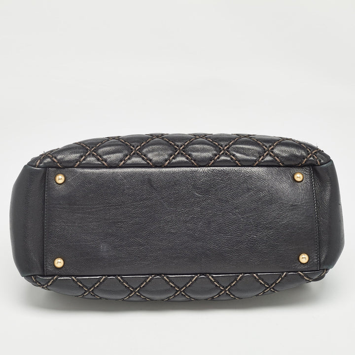 Chanel Black/Beige Quilted Leather Paris Dallas Chic Stitch Bag