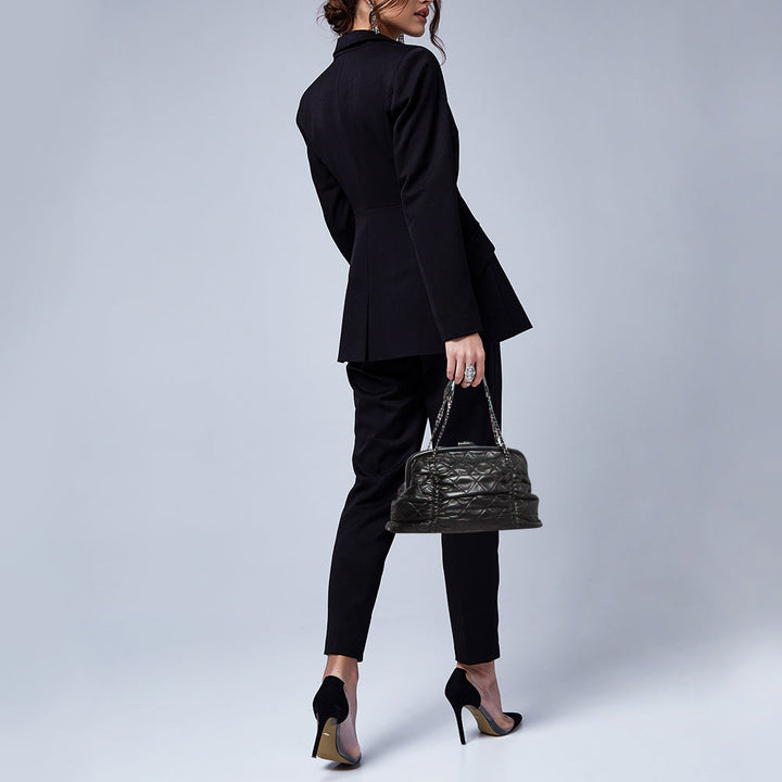 Chanel Black Quilted Leather Sharpei Frame Bag