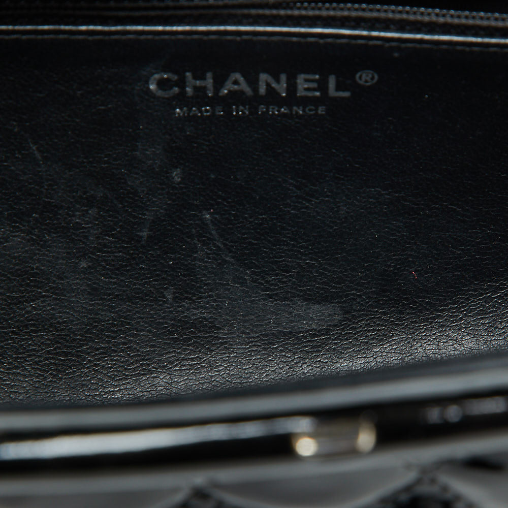 Chanel Black Quilted Patent Leather Timeless Clutch