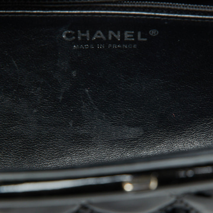 Chanel Black Quilted Patent Leather Timeless Clutch