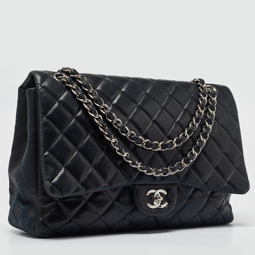 Chanel Black Quilted Leather Maxi Classic Single New Bag