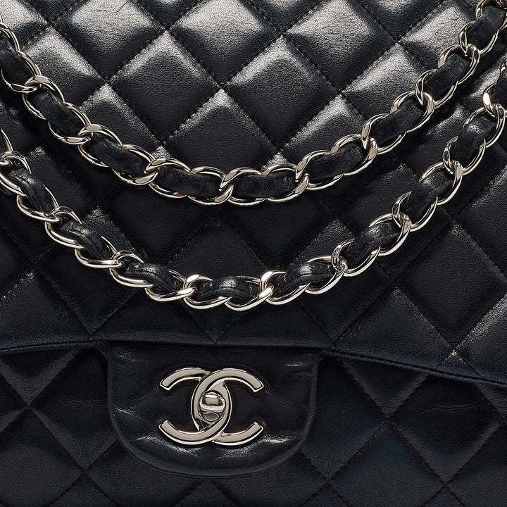 Chanel Black Quilted Leather Maxi Classic Single New Bag