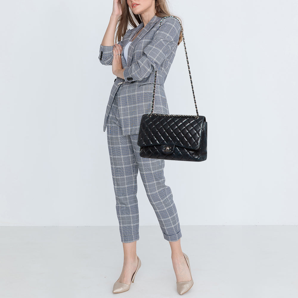 Chanel Black Quilted Leather Maxi Classic Single New Bag