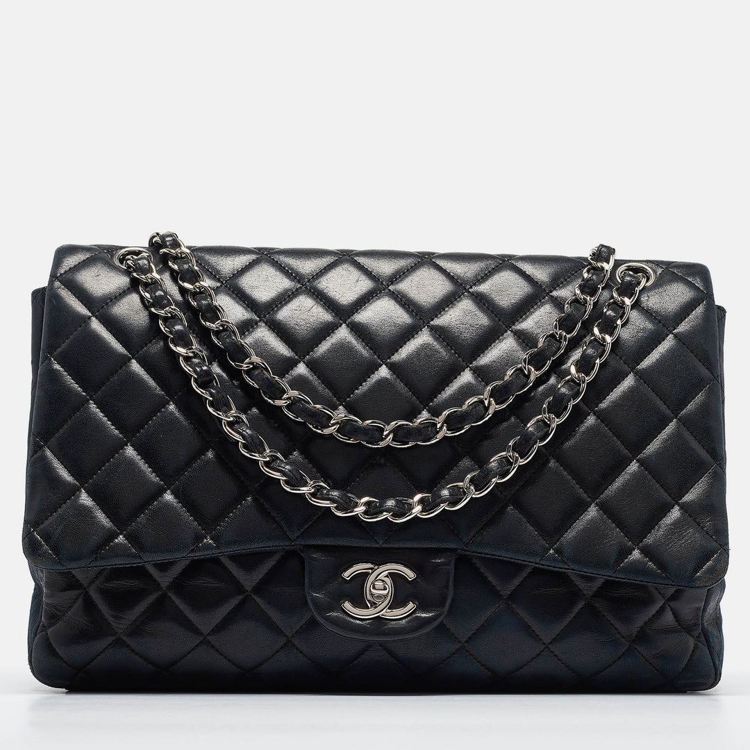 Chanel Black Quilted Leather Maxi Classic Single New Bag