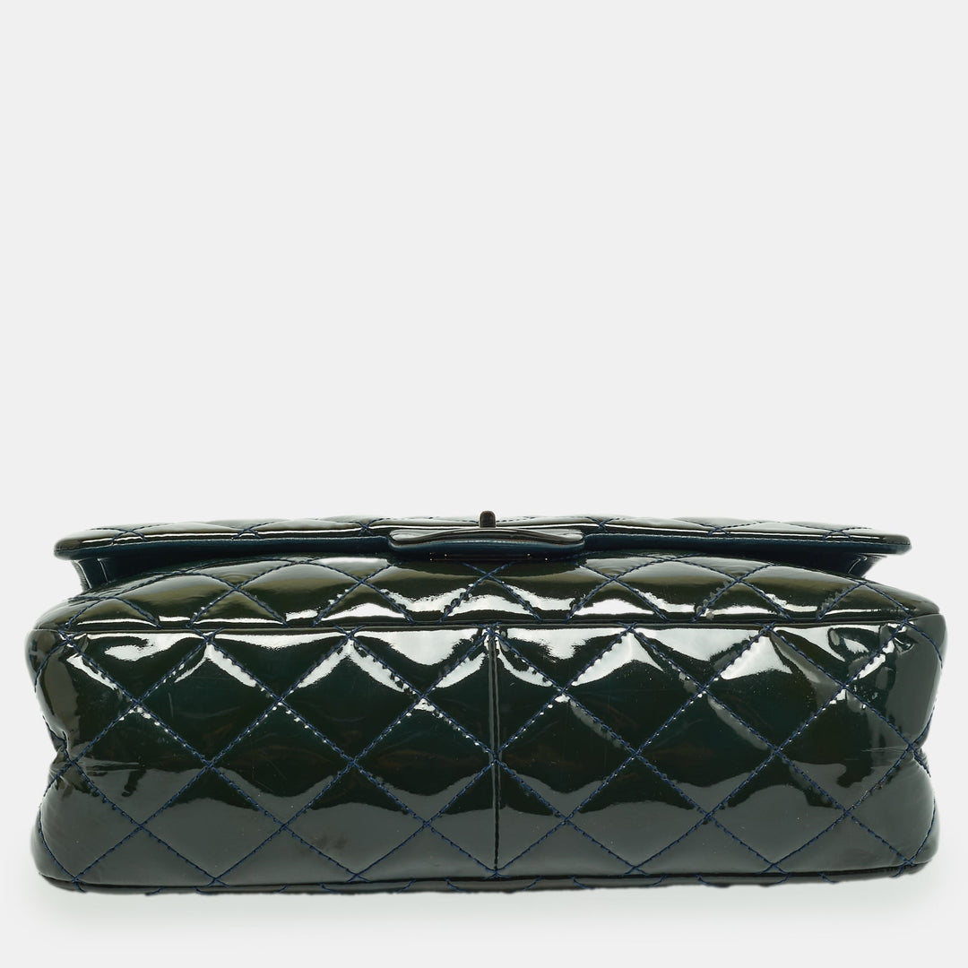 Chanel Teal Quilted Patent Leather Classic 227 Reissue 2.55 New Bag