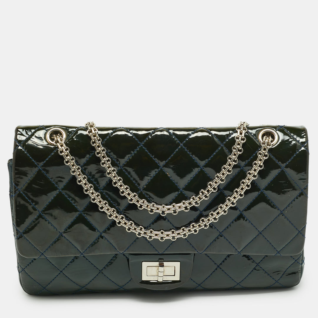 Chanel Teal Quilted Patent Leather Classic 227 Reissue 2.55 New Bag