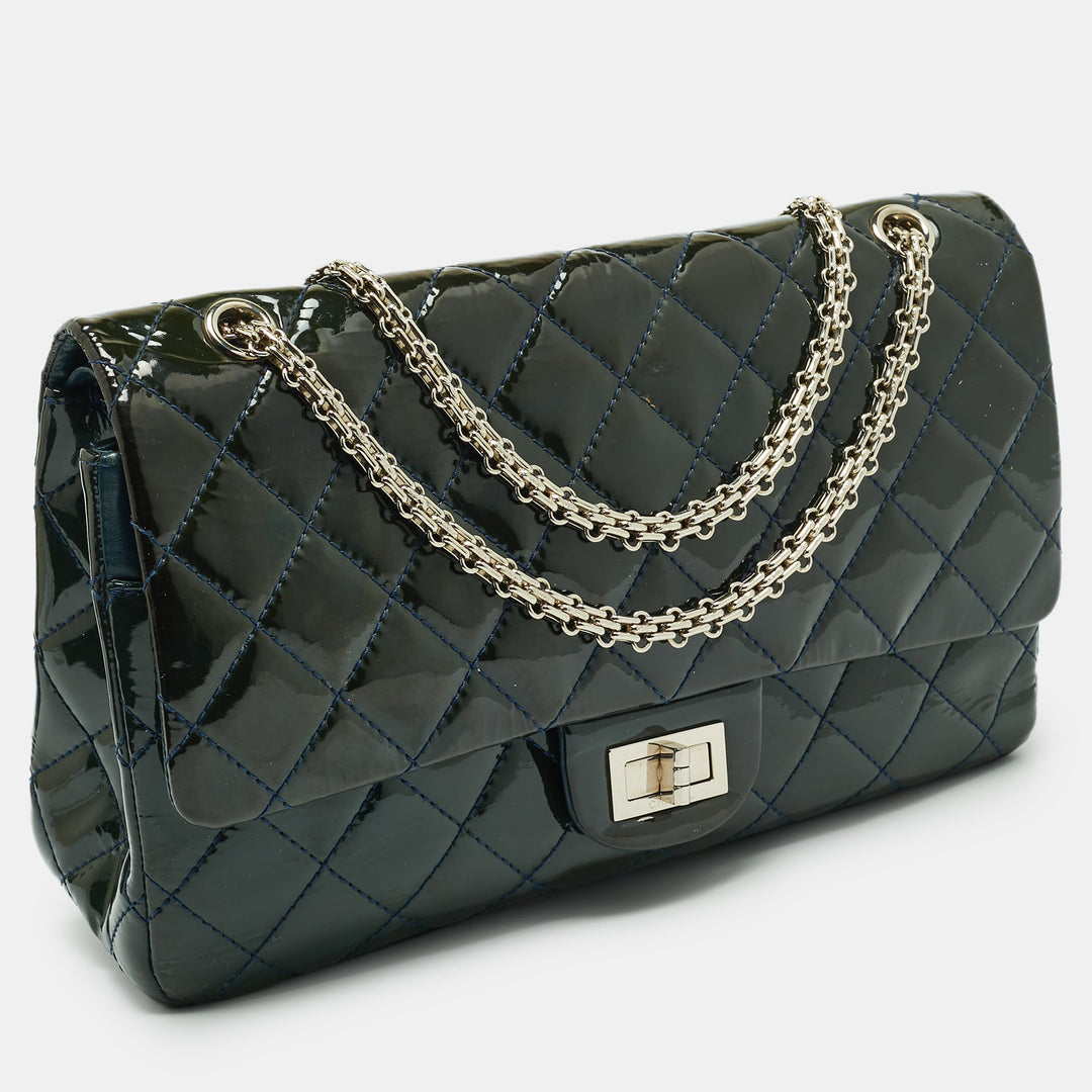 Chanel Teal Quilted Patent Leather Classic 227 Reissue 2.55 New Bag