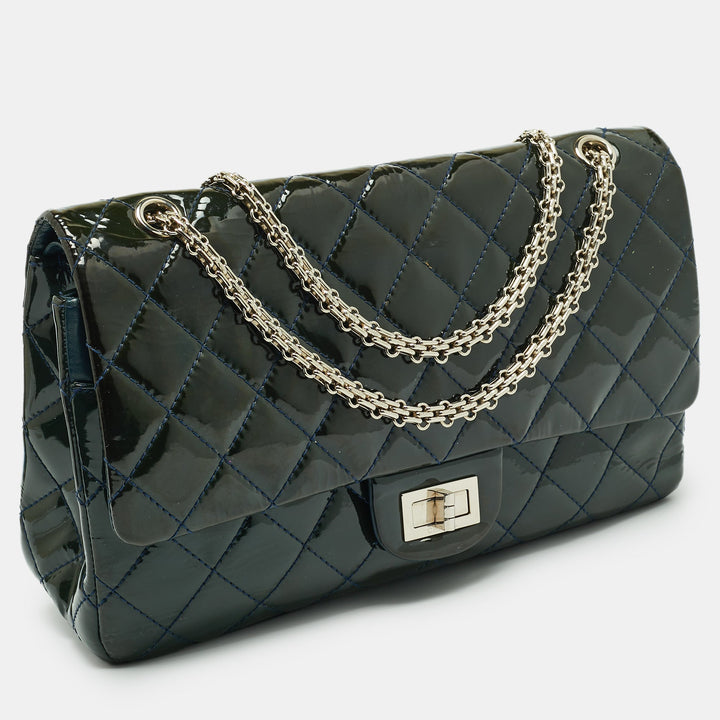 Chanel Teal Quilted Patent Leather Classic 227 Reissue 2.55 New Bag