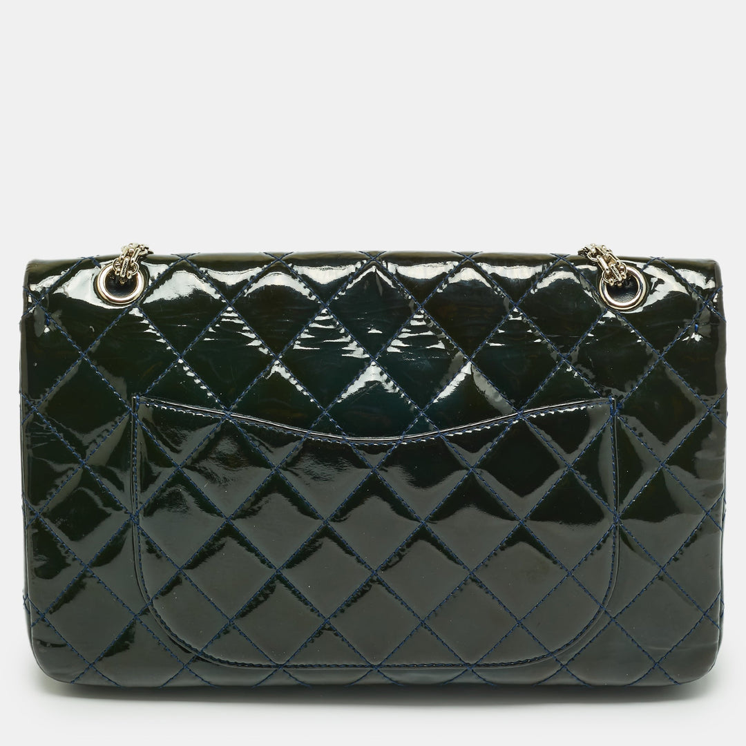 Chanel Teal Quilted Patent Leather Classic 227 Reissue 2.55 New Bag