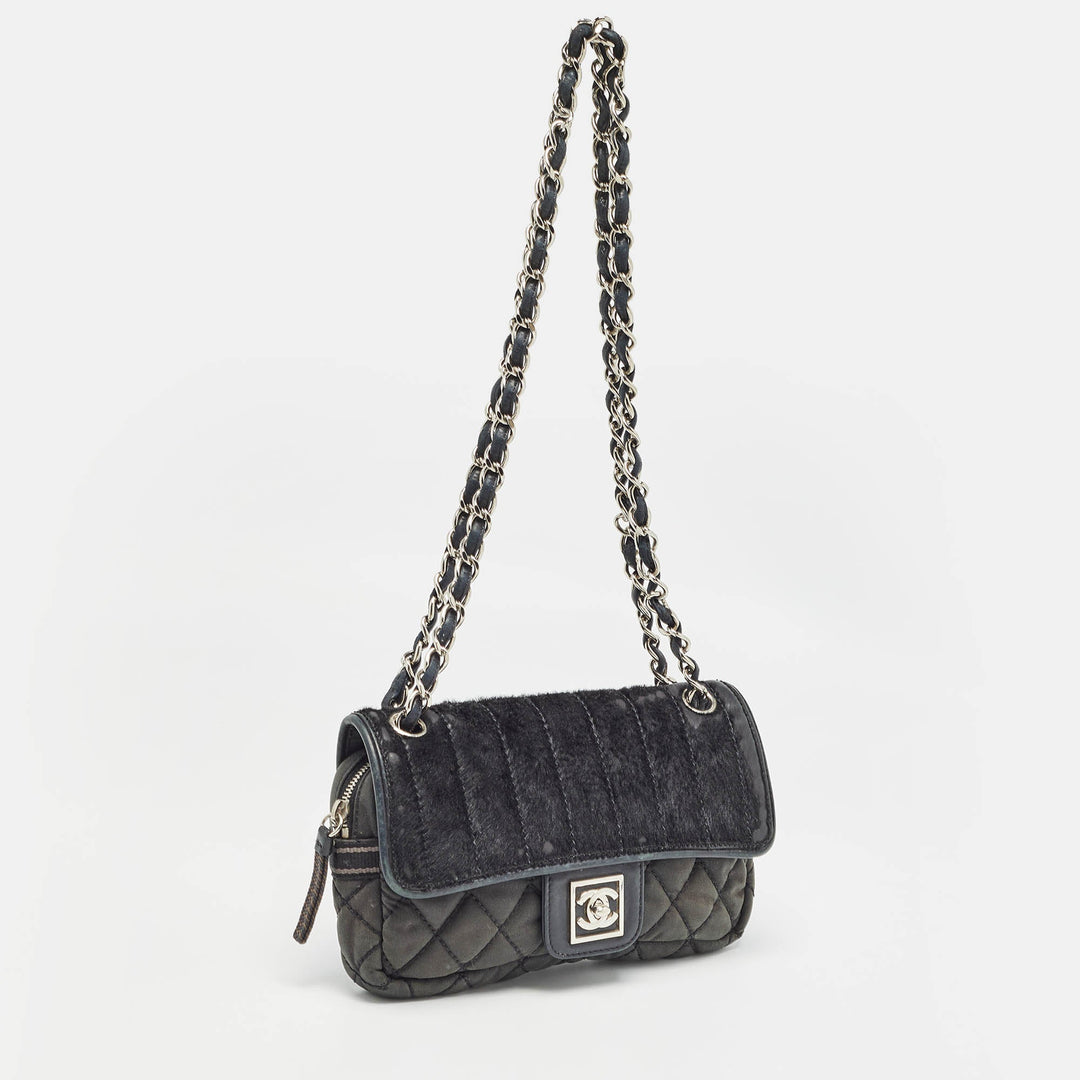 Chanel Black Quilted Nylon and Leather Sport Line Camera New Bag