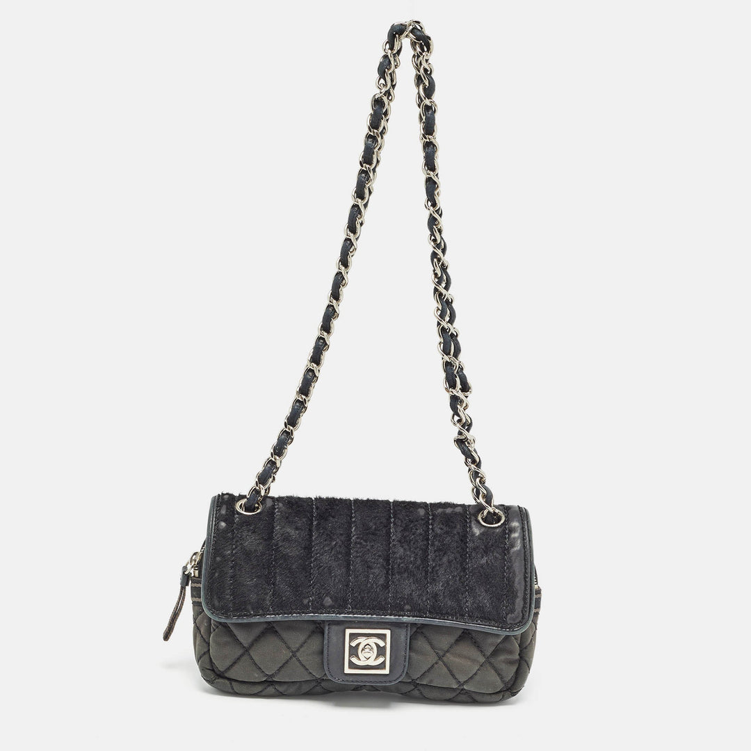 Chanel Black Quilted Nylon and Leather Sport Line Camera New Bag