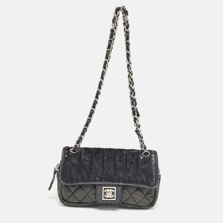 Chanel Black Quilted Nylon and Leather Sport Line Camera New Bag