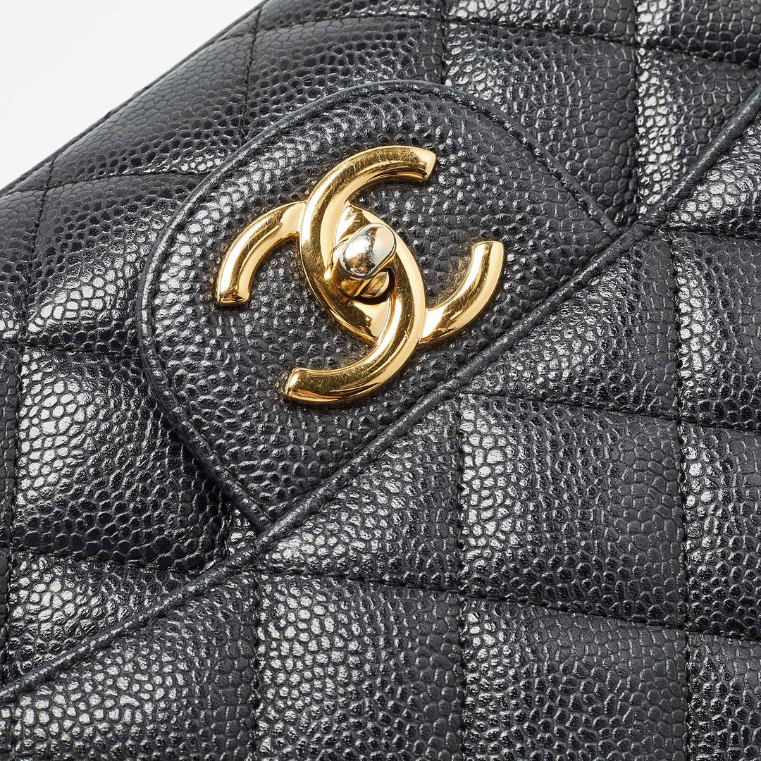 Chanel Black Quilted Caviar Leather Maxi Classic Double New Bag