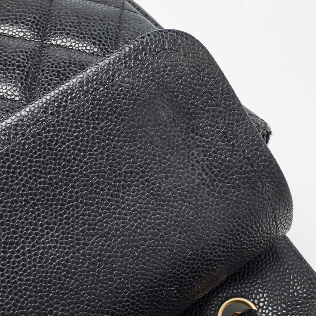 Chanel Black Quilted Caviar Leather Maxi Classic Double New Bag