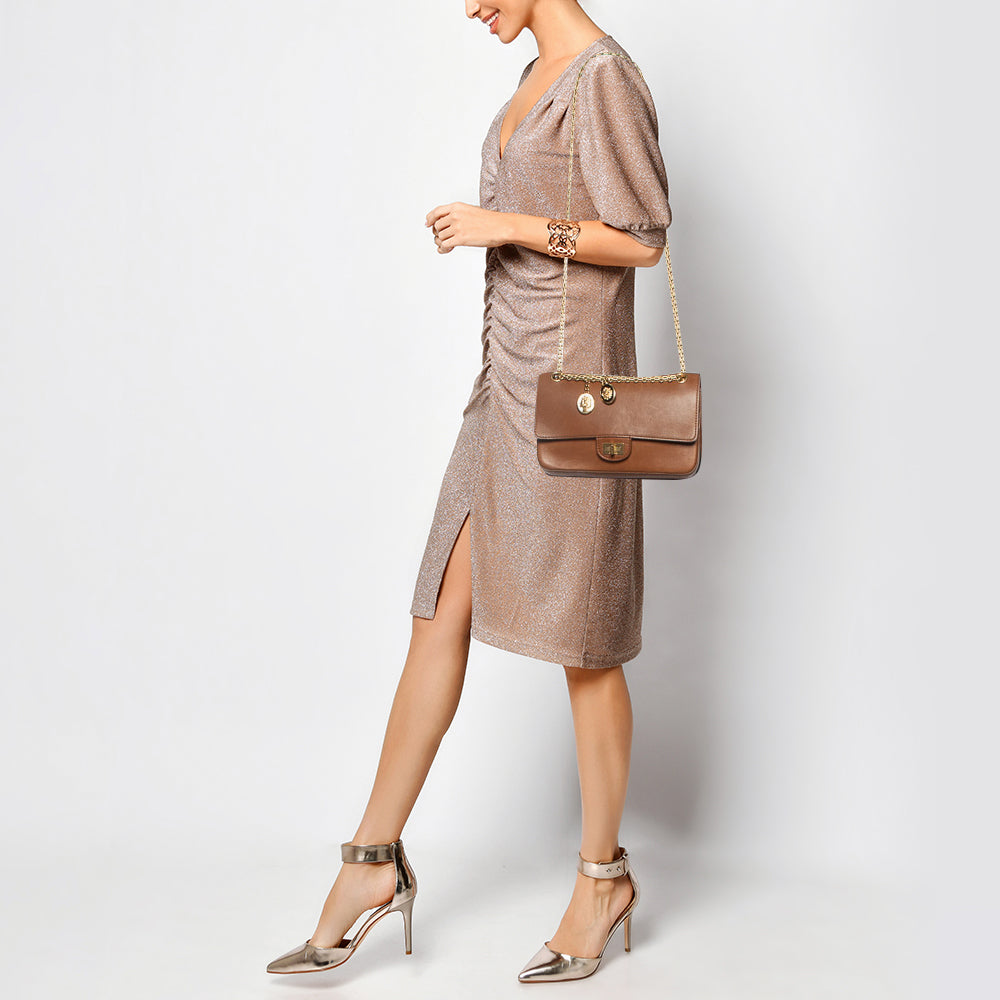 Chanel Brown Leather Nude Reissue 2.55 Medals 226 New Bag
