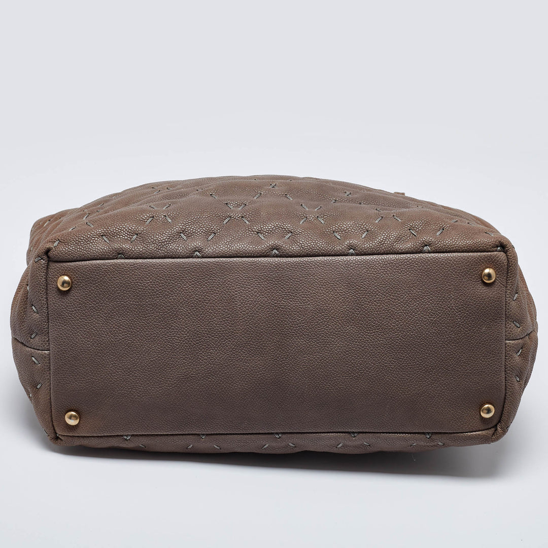 Chanel Brown Quilted Caviar Leather Wild Stitch Tote