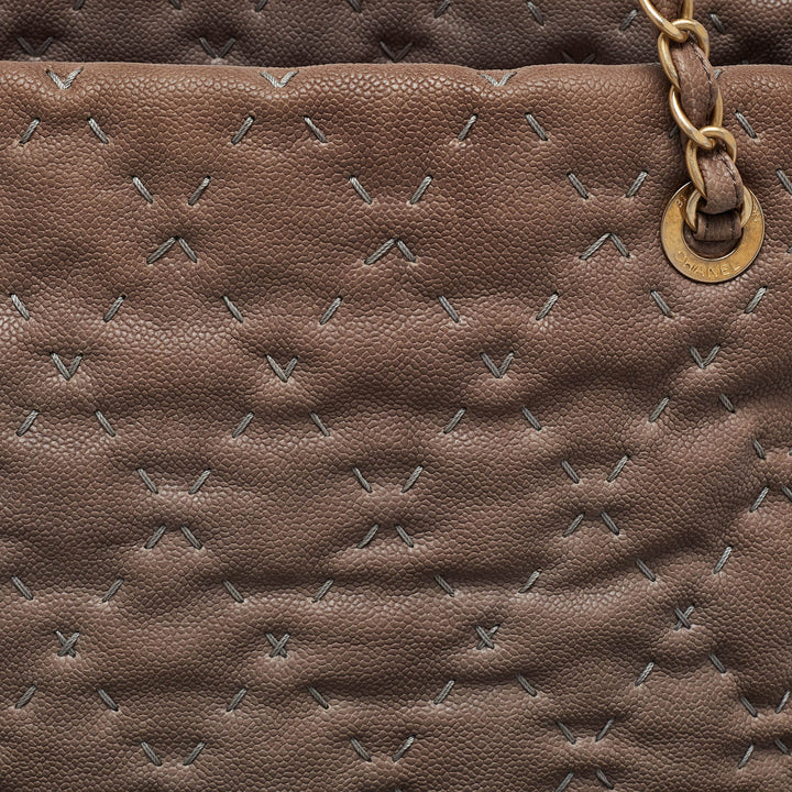 Chanel Brown Quilted Caviar Leather Wild Stitch Tote