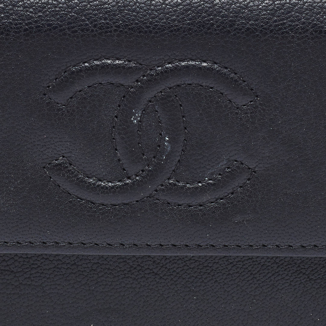 Chanel Black Leather Timeless CC New Trifold Wallet